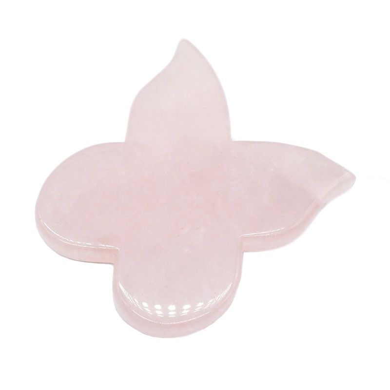 Self Beauty Instrument 90mm Pink Butterfly Guasha Board with Gemstone Rose Quartz Gua Sha