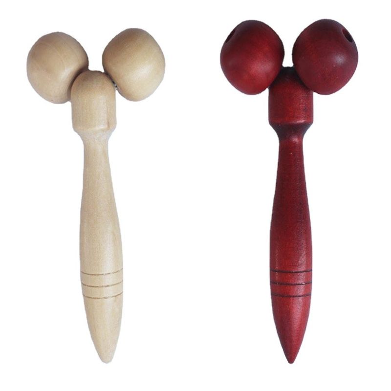 Reflexology Head Back Therapty SPA Tool with Multi-functional Wooden Facial Massager and Musical Function Red or Yellow