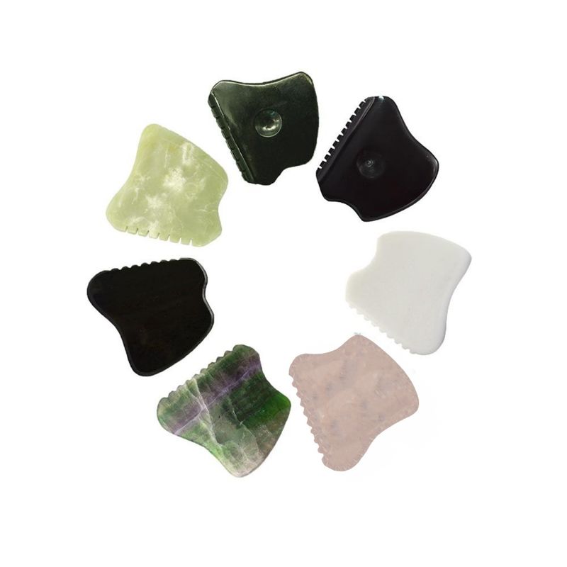 Natural Bian Stone Facial Guasha Scraping Tool Mode No abk-204 Private Label Gua Sha Jade Therapy Face Massage Tools